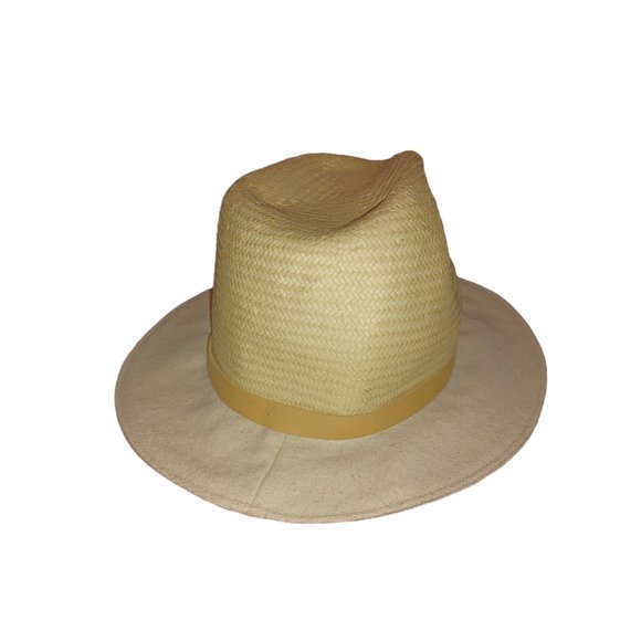 Rag & Bone Natural Woven Straw Playa Canvas Brim Size Small Fedora NWT